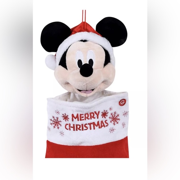 Animated Musical Merry Christmas Mickey Mouse Stocking Head 27.5in Moves Ears - Picture 4 of 4